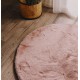 Kръгъл килим изкуствен заек , розов