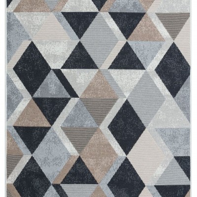 Тъкан килим, с две лица, бежово и черно, рециклиран памук