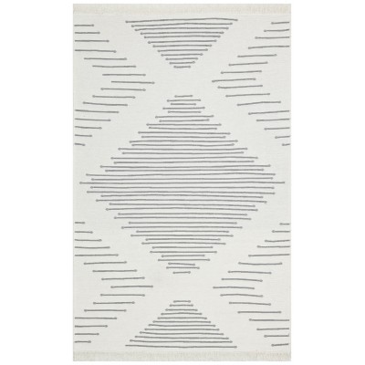 Тъкан килим, с две лица, сиво и бяло, рециклиран памук