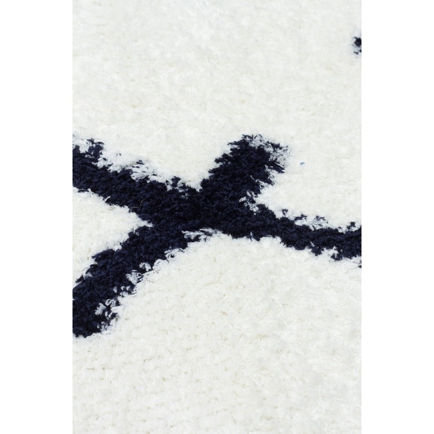Луксозен килим в скандинавски стил, бяло и тъмносиньо