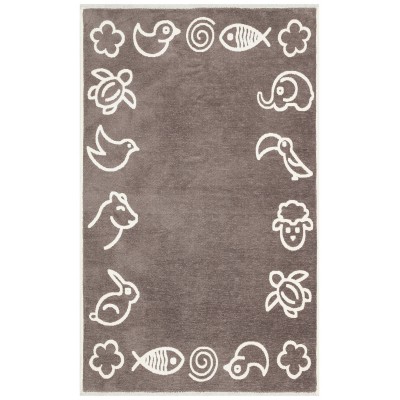 Детски 100% памучен килим, с две лица, кремаво бяло и сиво, 120/180 см